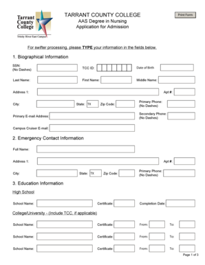 Tarrant County College AAS Nursing Application