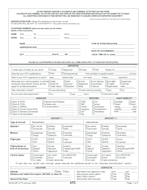 NASA Aviation Safety Reporting Form