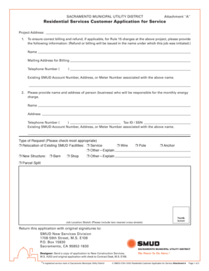 Sacramento Municipal Utility District Residential Service Application