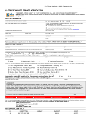 Clothes Washer Rebate Application