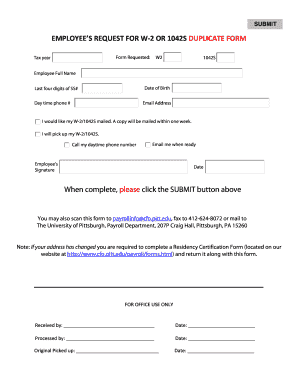Employee’s Request for W-2 or 1042S Duplicate Form