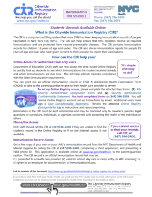 New York City Immunization Registry Access Form