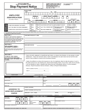 New York Stop Payment Notice Check Replacement Form