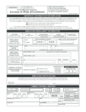 New York Access-A-Ride Enrollment Form