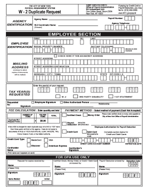 New York W-2 Duplicate Request Form