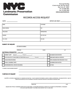 Landmarks Preservation Commission Records Access Request