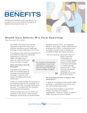 Health Care Reform W-2 Form Reporting