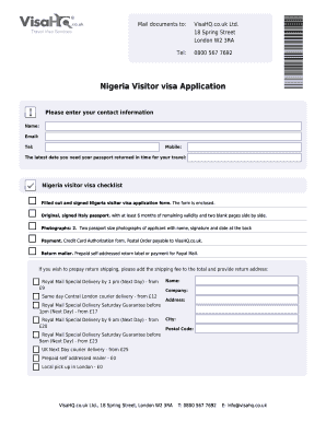 Nigeria Visitor Visa Application Form
