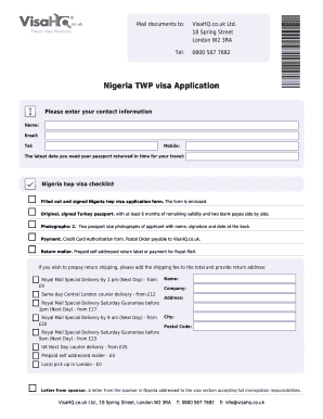 Nigeria TWP Visa Application Form