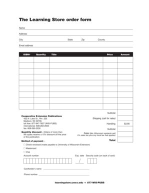 Learning Store Order Form