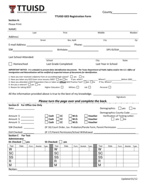 Texas GED Registration Form