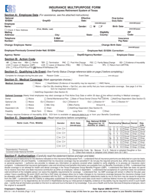 Texas Employee Insurance Multipurpose Form