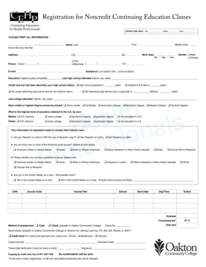 Noncredit Continuing Education Registration Form