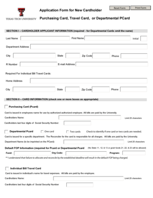 Application Form for New Cardholder