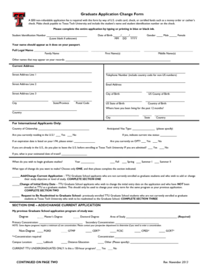 Graduate Application Change Form