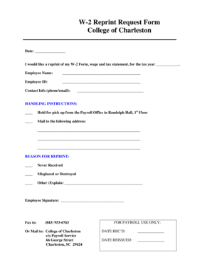 W-2 Reprint Request Form