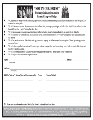 Not In Our House Parent Pledge