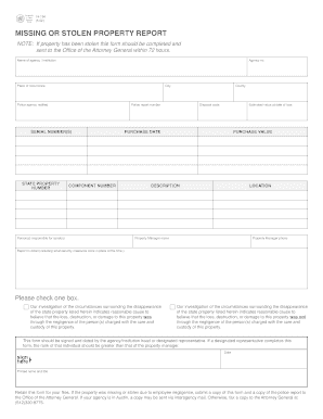 Missing or Stolen Property Report