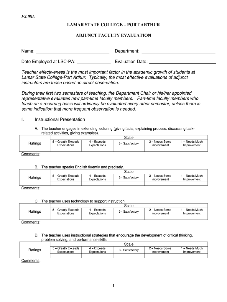 Adjunt Classroom Evaluation Form.doc - lamarpa Preview on Page 1.