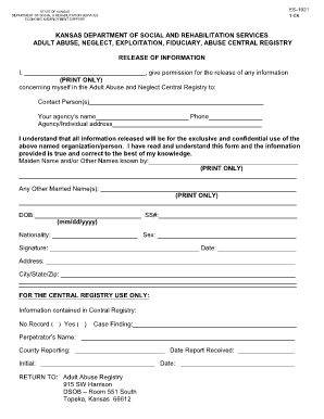 Kansas Adult Abuse Registry Release Form