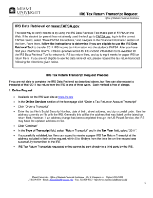 IRS Tax Return Transcript Request