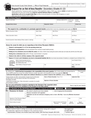 Anne Arundel County Out of Area Transfer Request Form