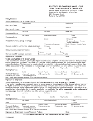 Election to Continue Long Term Care Insurance Coverage