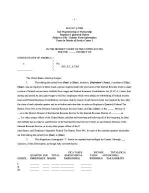 US Federal Tax Form 941 Failure to File Notice