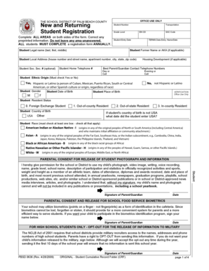 Palm Beach County Student Registration Form