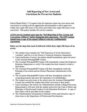 Self-Reporting of New Arrests and Convictions Affidavit