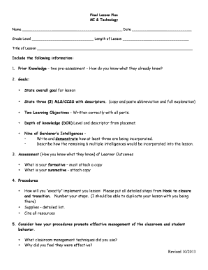 MI & Technology Lesson Plan Template