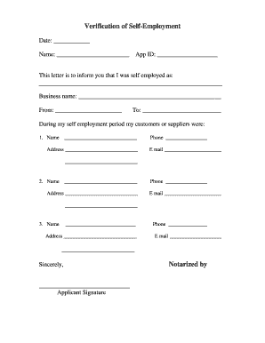 Self-Employment Verification Letter