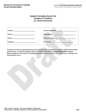 Marzano Art and Science of Teaching Annual Evaluation Report