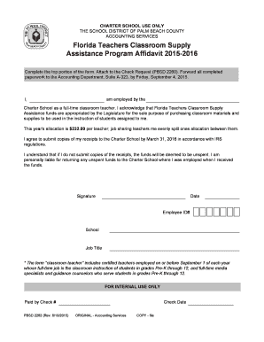 Florida Teachers Classroom Supply Assistance Program Affidavit