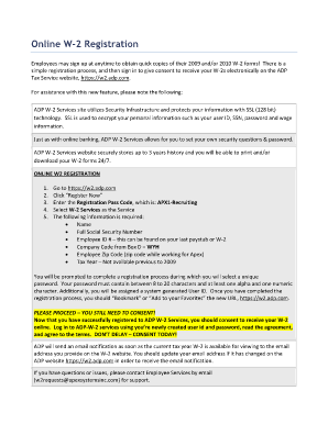 Online W-2 Registration Form