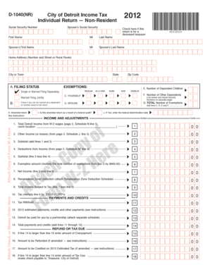 City of Detroit Income Tax 2012