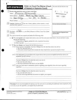 Order on Court Fee Waiver