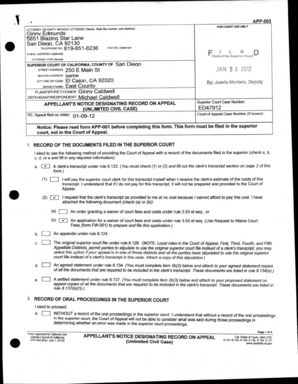 California Appellants Notice Designating Record on Appeal