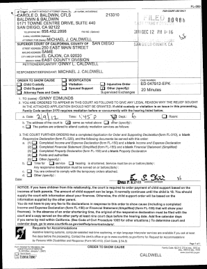 California Order to Show Cause FL-300