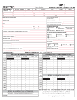 North Carolina Business Personal Property Listing