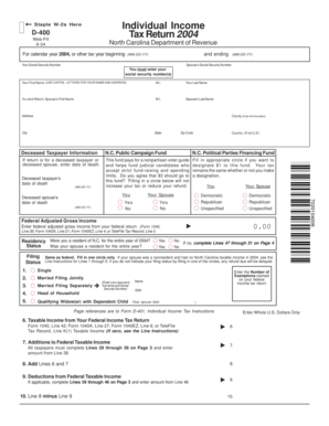 North Carolina D-400 Tax Return 2004