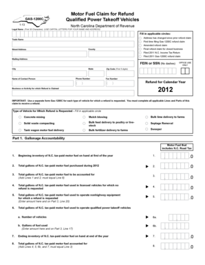 North Carolina Gas-1200C Motor Fuel Refund Claim