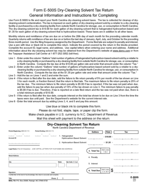 North Carolina Dry-Cleaning Solvent Tax Return