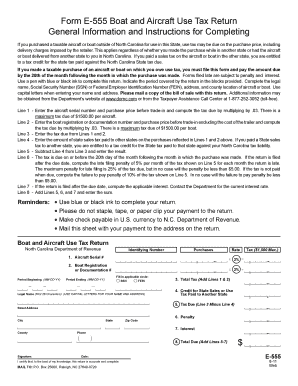 North Carolina Boat and Aircraft Use Tax Return