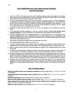 North Carolina Utility and Liquor Sales and Use Tax Return