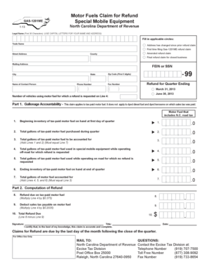 North Carolina Motor Fuels Claim for Refund