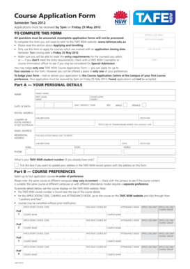 TAFE NSW Course Application Form