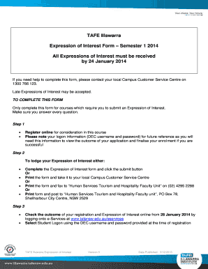 TAFE Illawarra Expression of Interest Form