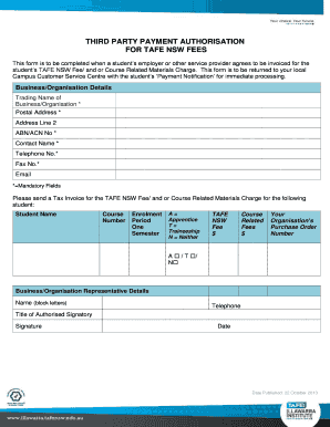 Third party payment form - TAFE Illawarra - TAFE NSW - illawarra tafensw edu