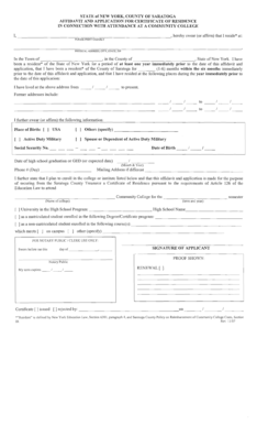 Affidavit and Application for Certificate of Residence